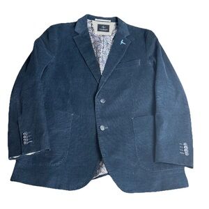 Tailor Byrd Sports Coat Mens Sz 42R Blue Corduroy Paisley Lined Preppy Academia